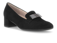 Gabor 71.432.17 - Black loafer shoe on a white background loafer shoe with a metallic buckle on a white background