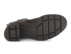 Gabor 71.874.18 - Brown suede boot with a  medium block heel on a white background sole view