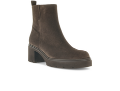 Gabor 71.874.18 - Brown suede boot with a  medium block heel on a white background upper view
