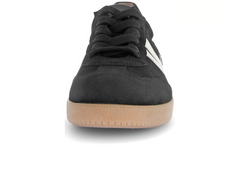 Gabor 73.300.17 West - Black retro laced suede sneaker with white stripes on a rubber sole against a white background front view