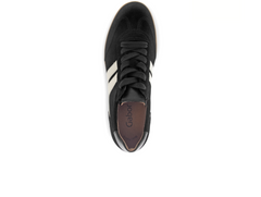 Gabor 73.300.17 West - Black retro laced suede sneaker with white stripes on a rubber sole against a white background top view