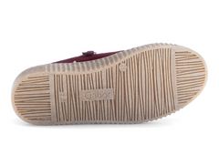 Gabor 73.334.35 Wisdom - suede burgundy laced fashion sneaker with double zips, a beige sole, on a white background sole view