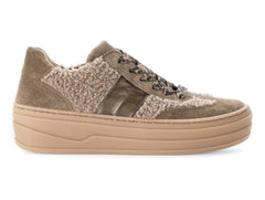 Gabor 73.350.14 - laced Brown sneaker with shearing trim, platform sole on white background