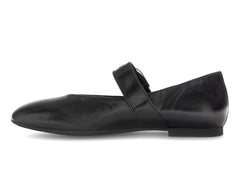 Gabor 74.144.20, flat Black shoe with a strap on white background. 