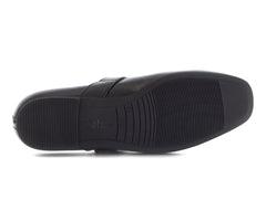 Gabor 74.144.20, flat Black shoe with black sole on white background. 