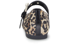 Gabor 74.144.32 - Leopard Print flat with black strap on white background.