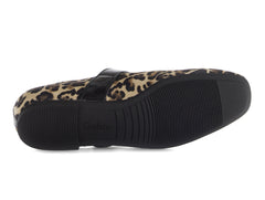 Gabor 74.144.32 - Leopard Print flat with black strap on white background.