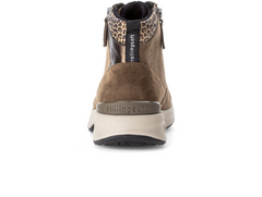 Gabor Rolling Soft 76.888.31 - Rust boot with leopard print accents, back view on a white background