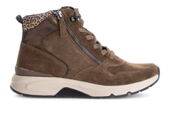 Gabor Rolling Soft 76.888.31 - Rust boot with leopard print accents on a white background