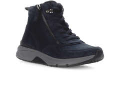 Gabor Rolling Soft 76.888.46 - Dark Navy laced ankle boot with zip on white background upper view