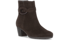 Gabor 75.523.18 - Chocolate Suede ankle boot on white background. 